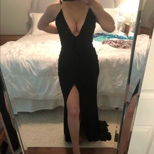 Roberto Cavalli black dress with snake charm strap